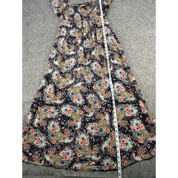 Jessica Simpson Maternity Blue Floral Midi Dress Smocked Women’s Size M - Picture 5 of 8